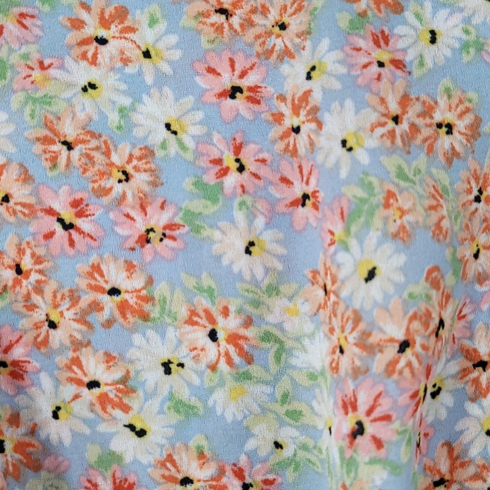 Light Blue Floral Smocked-Hem Cami Top - Picture 3 of 8